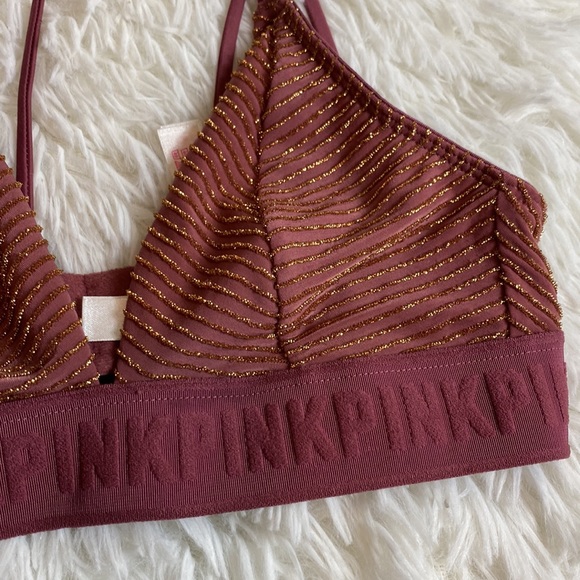 Victoria's Secret VS Pink Bralette-Unlined Bra-Strappy Shimmer-XS - Picture 2 of 4